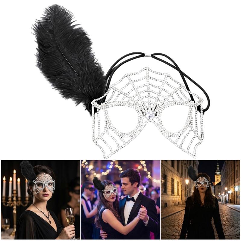 Elegant Spiders Web Mask With Rhinestones Rhinestones For Halloween Parties And Cosplay Event Silver Or Gold Color Available