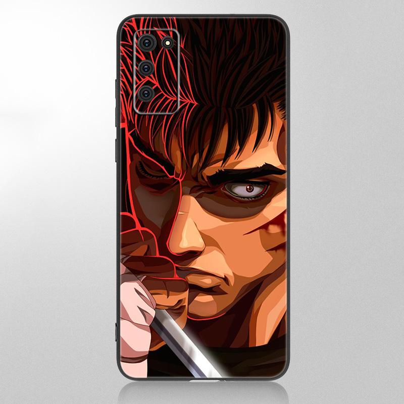 Anime Berserk Guts Phone Case For Samsung Galaxy A12 A02S A22 A32 A52 A72 A71 A51 A41 A31 A21 A11 A50 A70 A10S A20S Black Cover