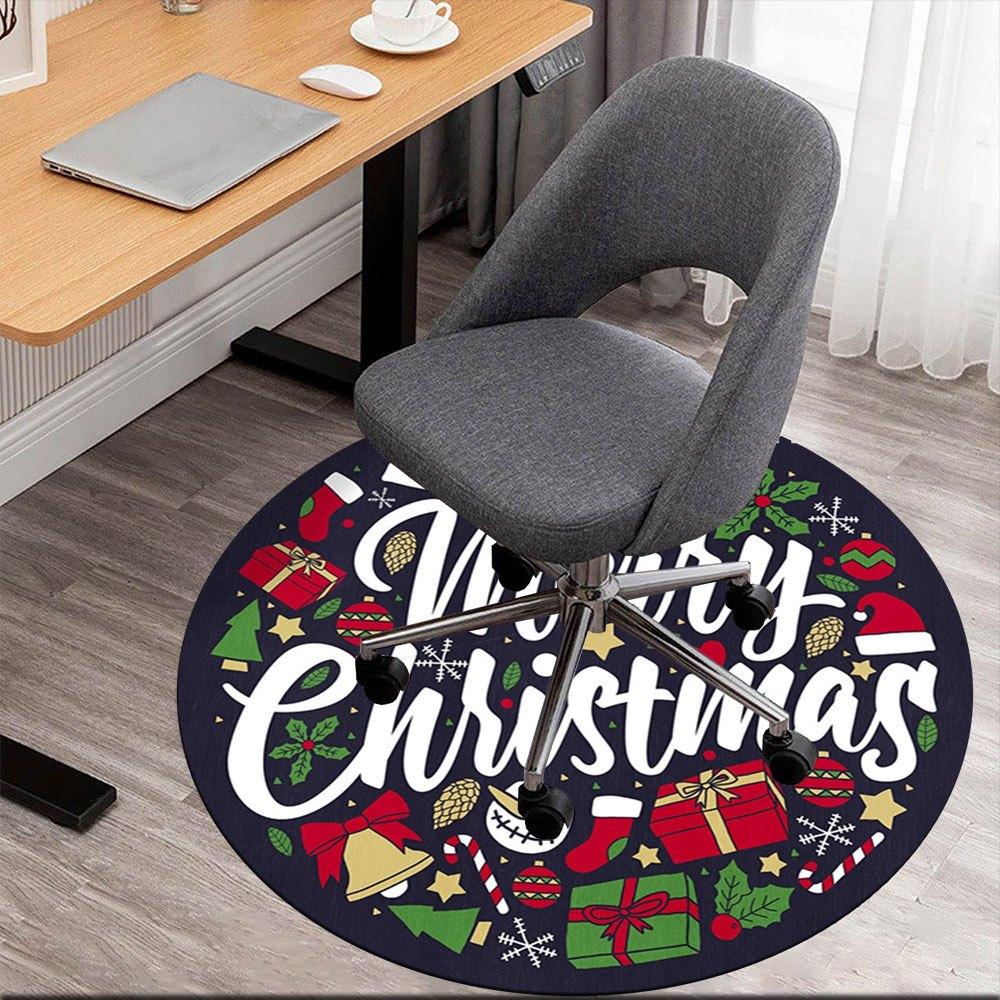 

Merry Christmas Festive Ornament CircleRound Non-Slip chair mat chair carpet for office Rugs for Office Decor Gift For Valentine s Day Mother s Day Ha 80cm by 80cm