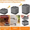 4Pack Bed Risers 3 Inch Stackable Furniture Risers Adjustable Anti-Slip Chair Raisers Heavy Duty Bed Lifter Desk Raising Blocks Table Leg Extenders