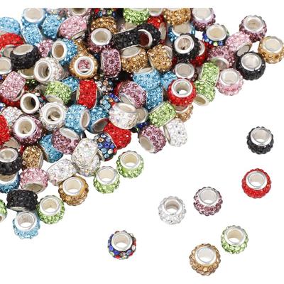 20/50/100pcs European Large Hole Beads Rhinestone Colorful European Beads Crystal Large Hole Craft Beads for DIY Charms Bracelet Jewelry Making
