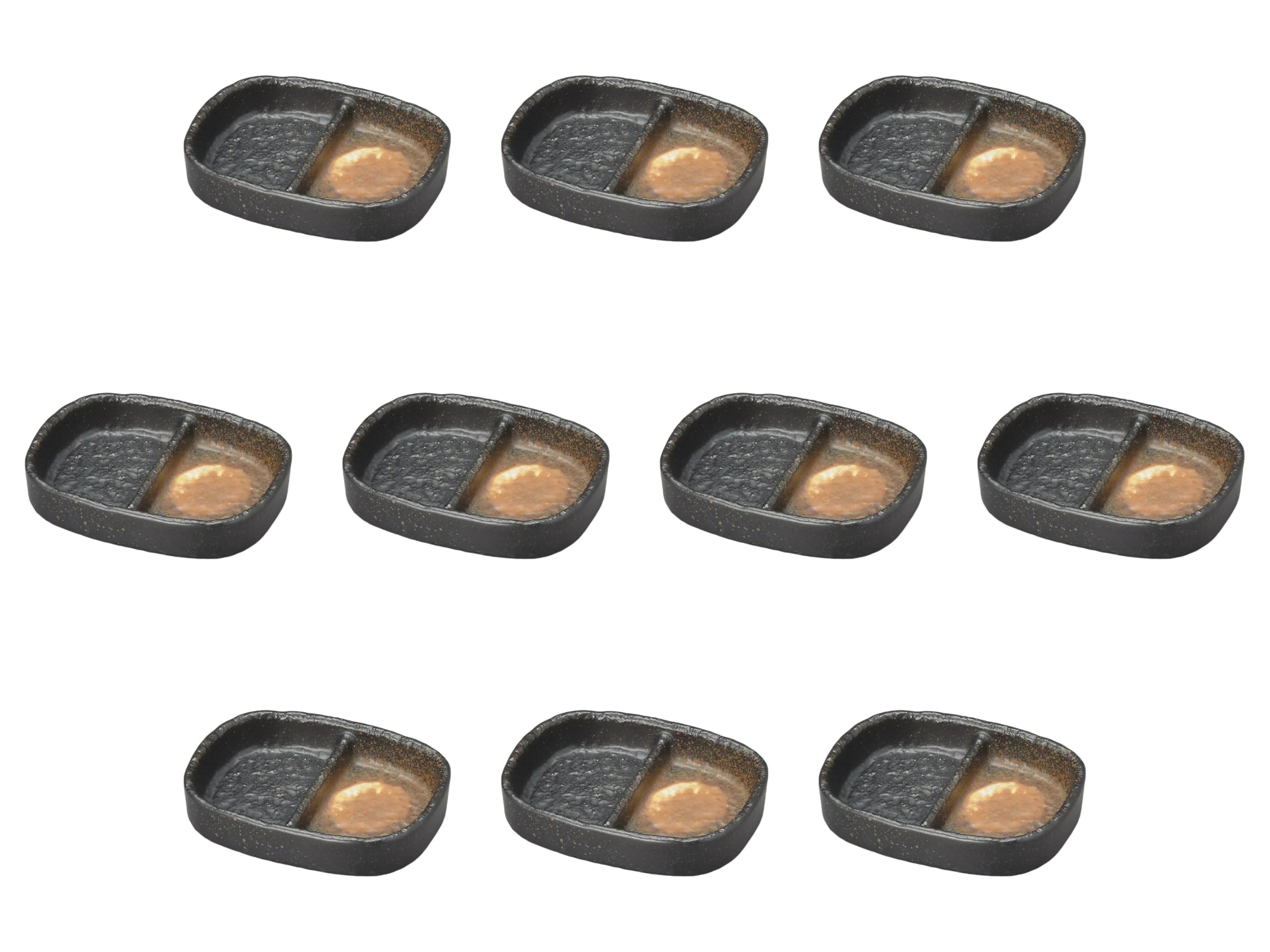 

Set of 10 Bizen plates x x Divided plates Setomonohonpo 2-item [10.3 7.8 2.3 cm]