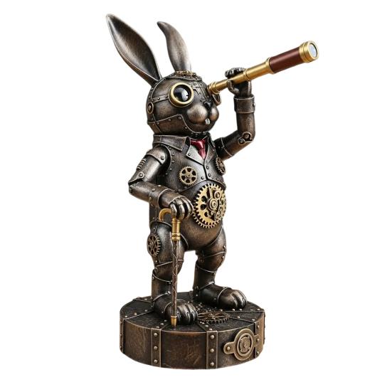 Steampunk Animal Explorer Statue Vintage Animal Desk Figurine Animal Sculpture with Gear