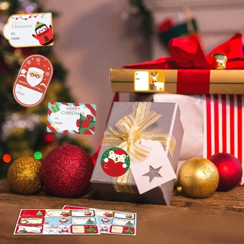 1-10Bags Christmas Stickers Gift Wrapping Seal Labels Name Tags for Baking Packages Envelopes Cards Holiday Stationery Decor