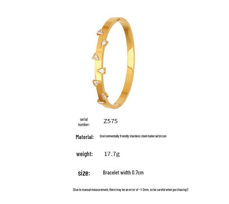 18K Gold-Plated Geometric Zirconia Water Drop Bracelet