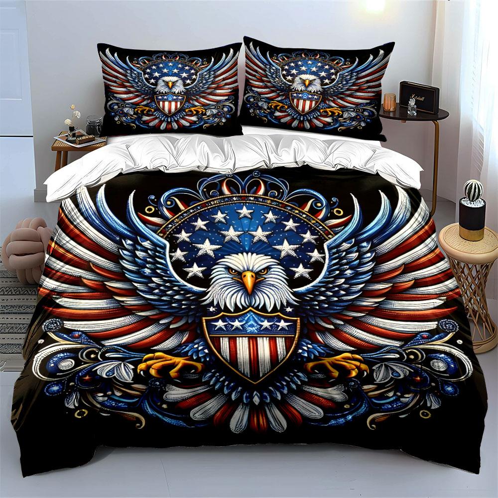 Patriotic Eagle Design Set Exquisite Three-Piece Bedding Set Gift For Kids And Adults