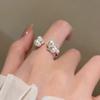 Trendy French Pearl Zirconia Open Adjustable Ring for Women