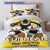 Cuphead Bettwäsche Steppbett Set Bettbezug Kissenbezug Heimdekoration Geburtstagsgeschenk (1 Bettbezug + 2 Kissenbezüge, ohne Füllung)