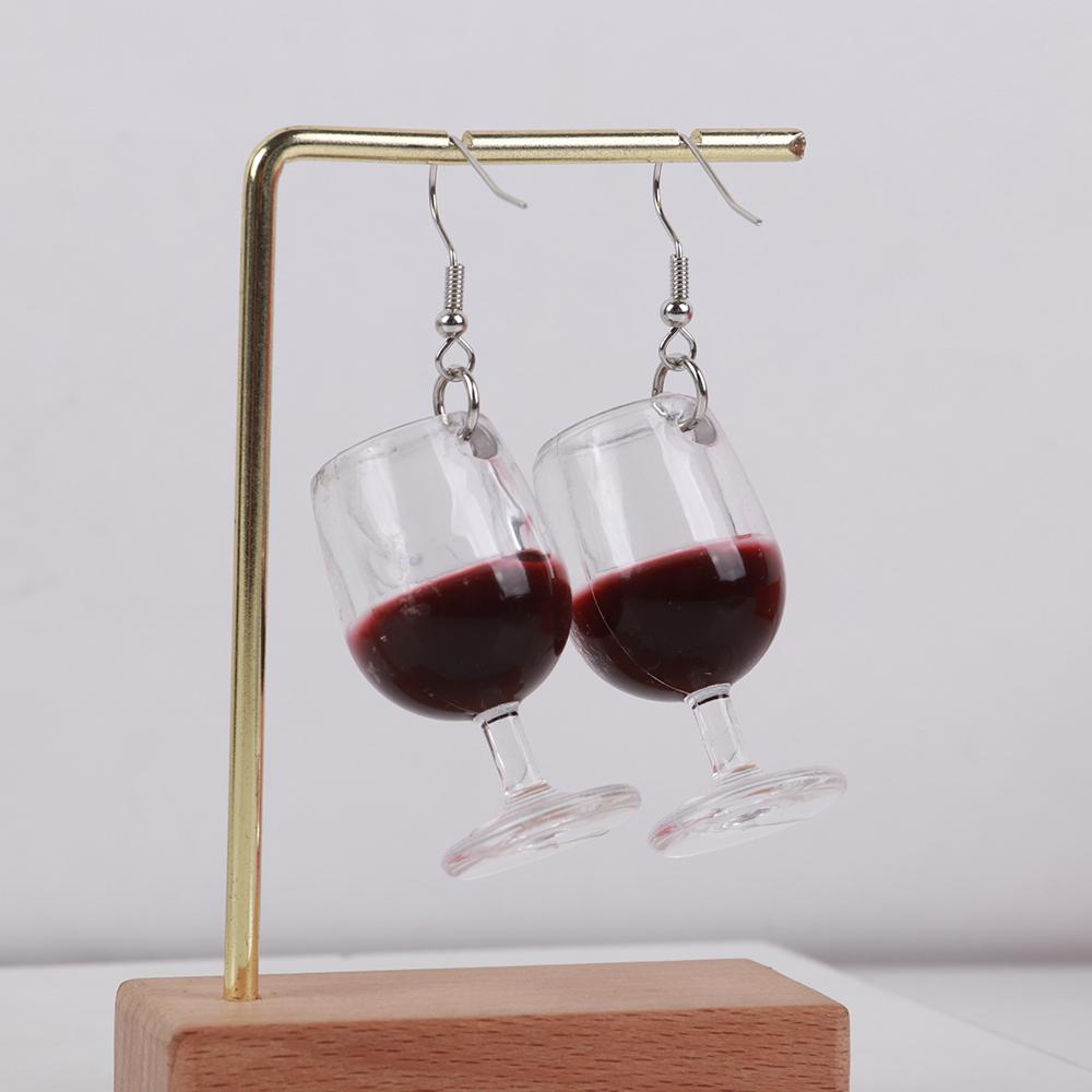 New Large Red Wine Glasses Acrylic Dangle Earring for Women Resin 3D Drink Cup Bottle Drop Earring Funny Creative Jewelry Gifts
