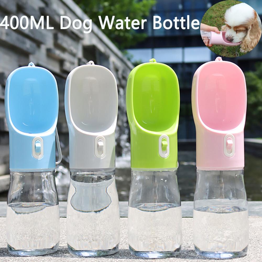 2 In 1 Portable Dog Water Bottle Cup PET Material Traveling Drinking Pet Bowl Outside Feeding Puppy Water Container with Strip