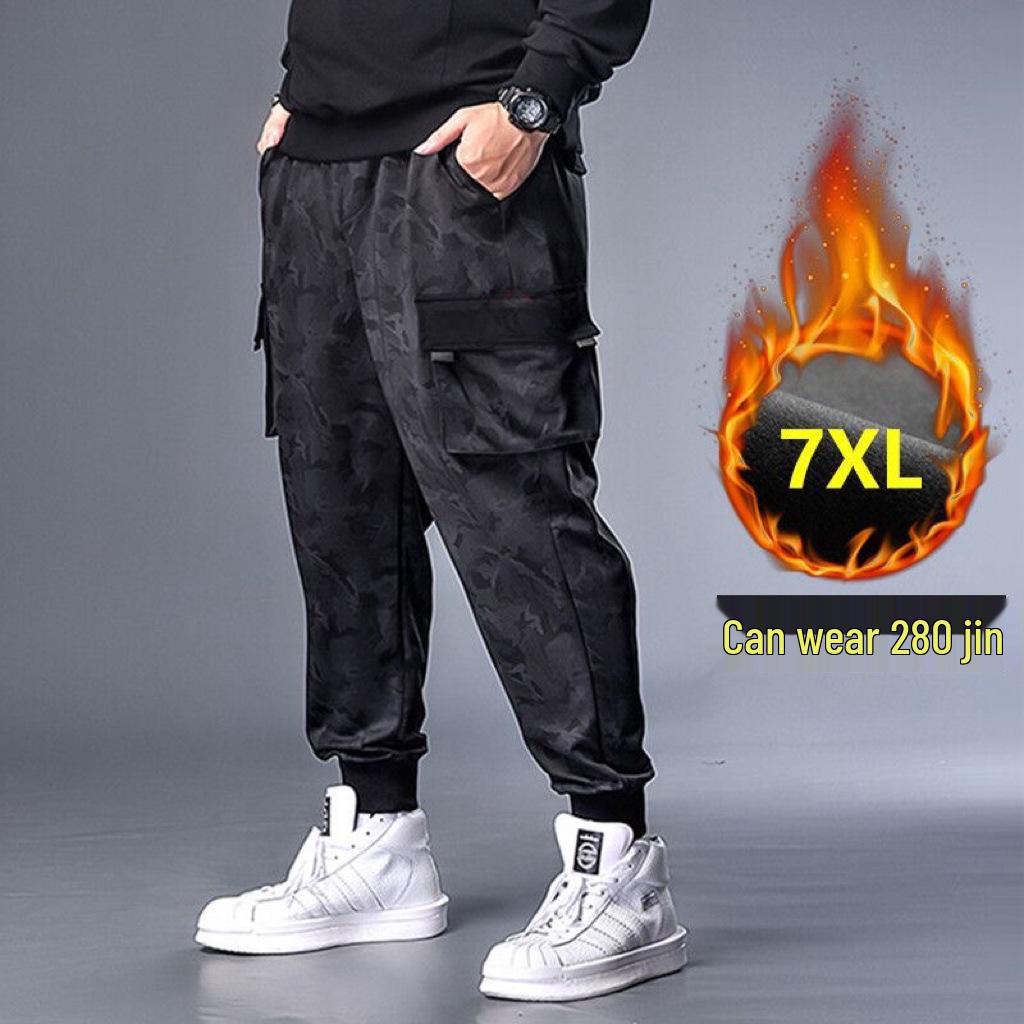 

Мужские зимние износостойкие камуфляжные флисовые брюки карго 6XL