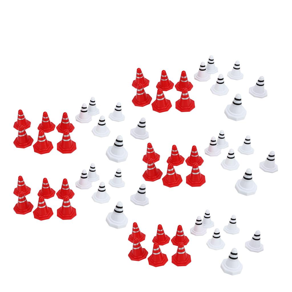60 Pcs Traffic Cones Toys Red White Mini Traffic Cones Miniature Lifelike Road Block for Soccer Training RC Car Gaming