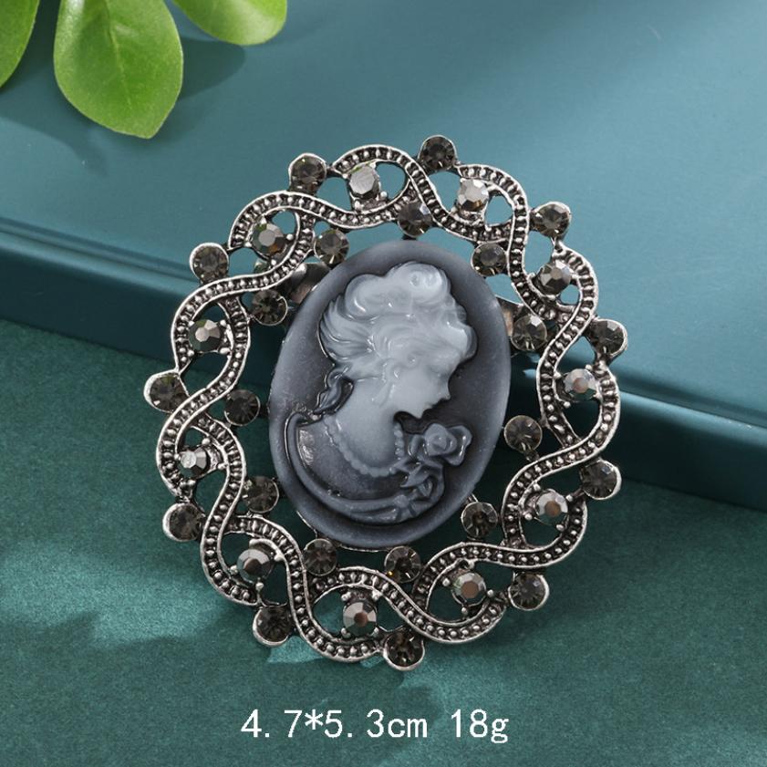 Vintage Victorian Cameo Elegant Queen Head Portrait Brooch For Women Antique Wedding Bridal Bouquet Clothing Jewelry Gifts