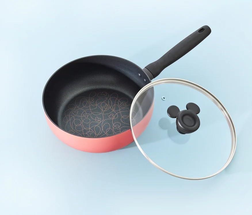 Meyer Disney Earthen Collection Chef's Pan 24cm with Glass Lid (Official Japanese Product) DEC-CP24FPK