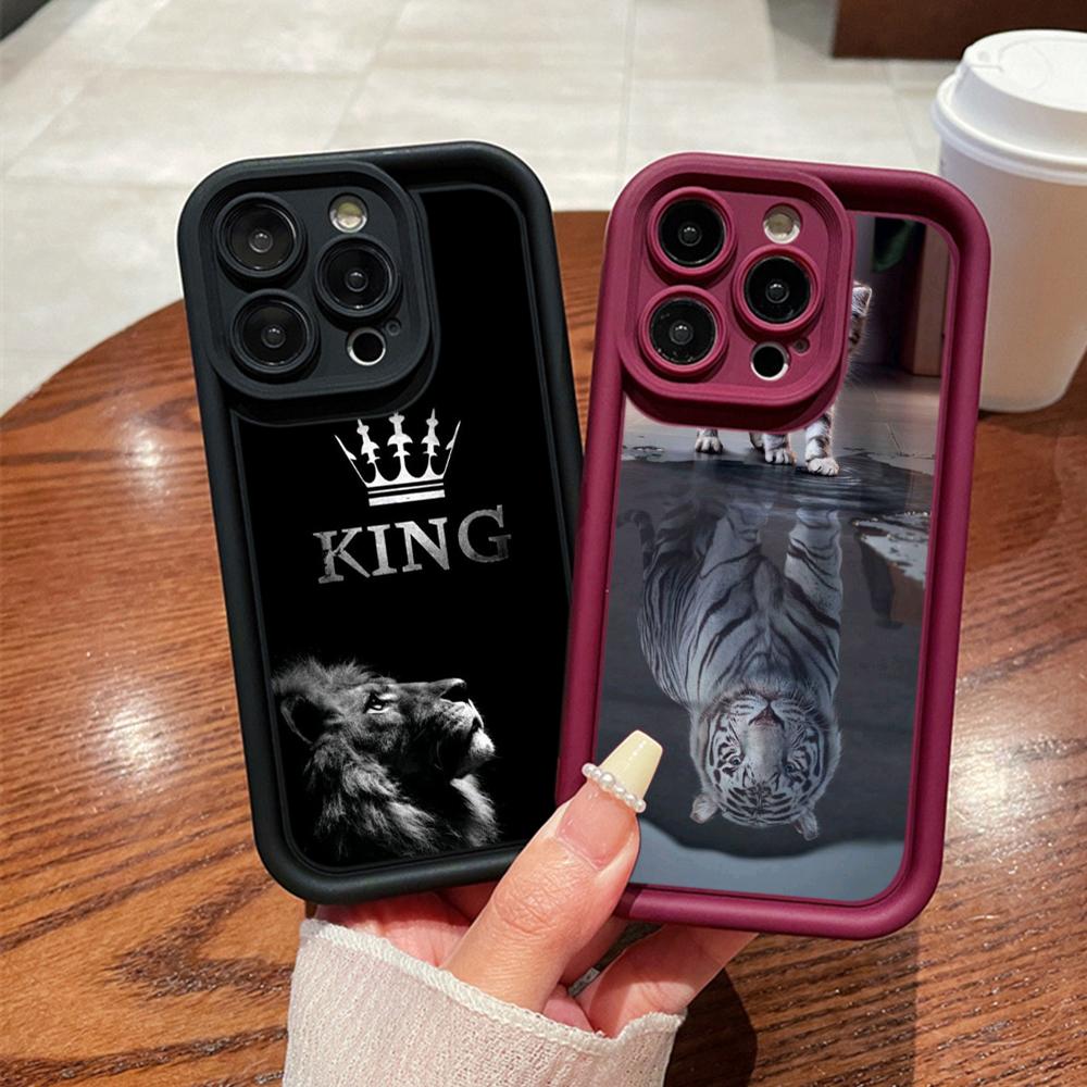 Ae86 Lion Black Design Art Ochronne Etui na Telefony Samsung S24 S23 S22 Ultra A15 A14 S21 FE A54 A12 A25 A35 A53 Angel Eyes TPU Tylna Obudowa