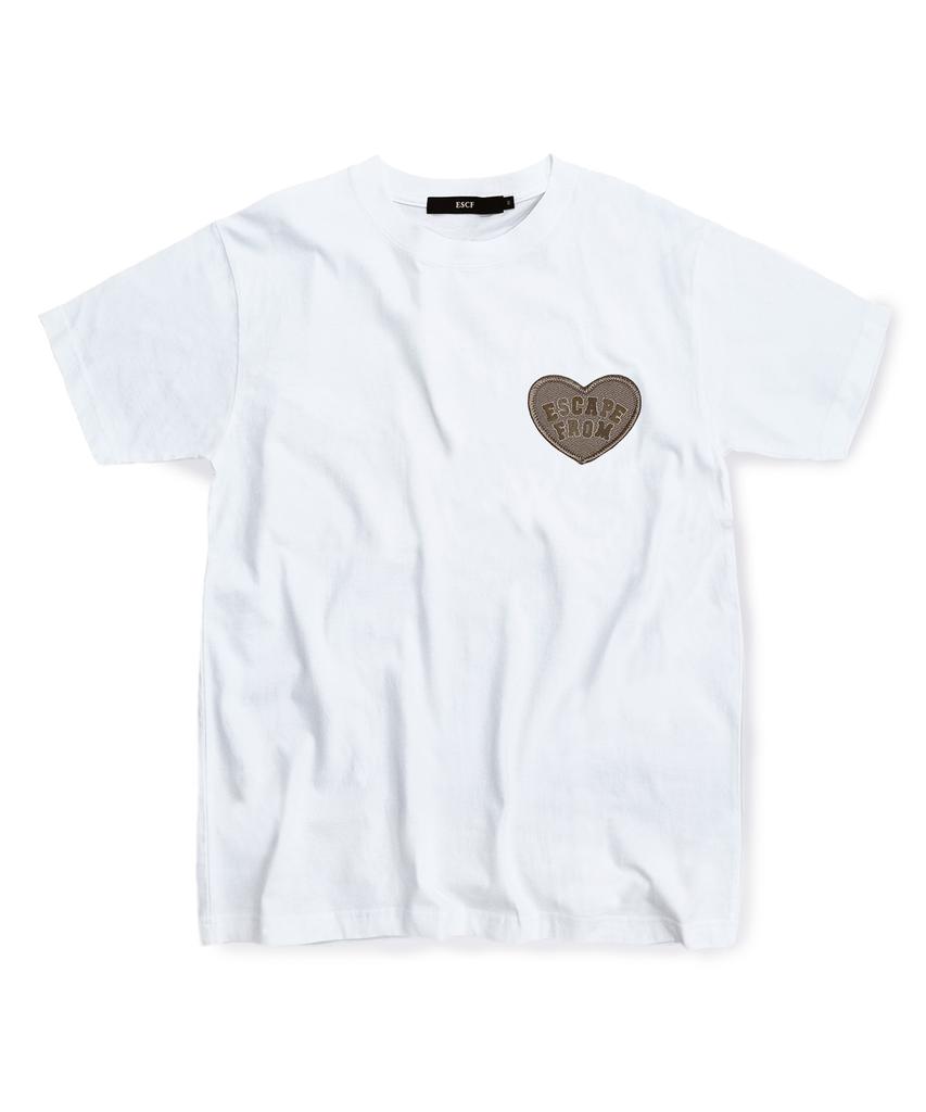ESCAPEFROM Beige Heart Patch T-Shirt White