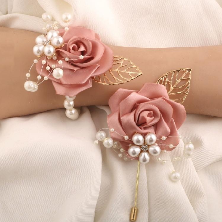 Artificial Flower Wedding Corsage Pair For Bride Grooms Bridesmaids Matching Accessories Western Ceremony