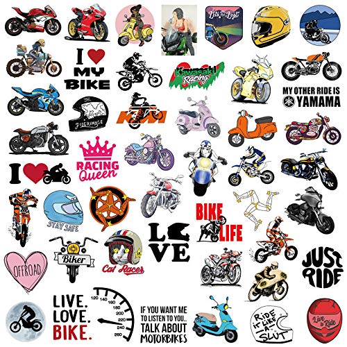 Motorrad Aufkleber Set 50 Stück Motorrad Auto Wasserdichte Aufkleber für Koffer, Fahrräder, Helme usw.