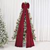 Giant Burgundy Velvet Christmas Bow Ornament for Tree and Window Decoration