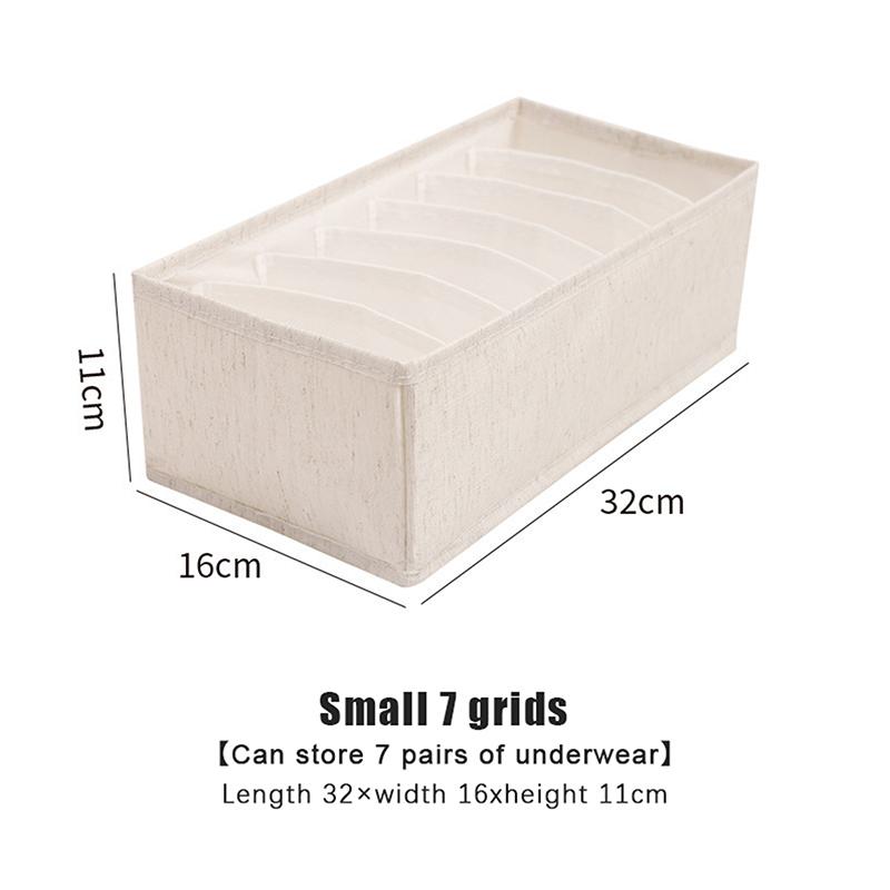 

{MX} 6/7/20 Grids Cotton Linen Underwear Drawer Organizer Wardrobe Bra Socks Storage Box Cabinet Pants Ties Clothes Organizer