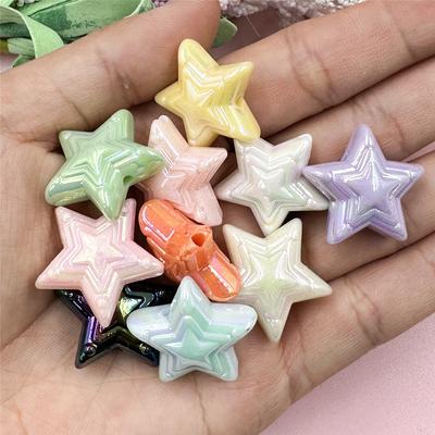 Colorful Pentagram Handmade Material Acrylic Loose Bead 22.8mm DIY Jewelry Making 10Pcs  Jewelry Accessory