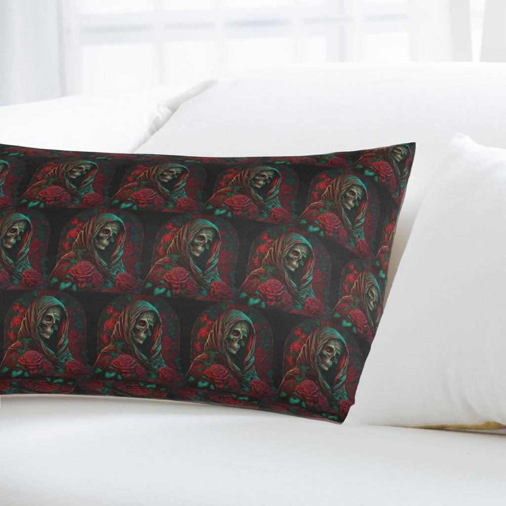 Forest Roses Santa Muerte Rectangle Pillowcase Cushion Cover Decor Bedroom Bed Home Comfort Throw Pillow