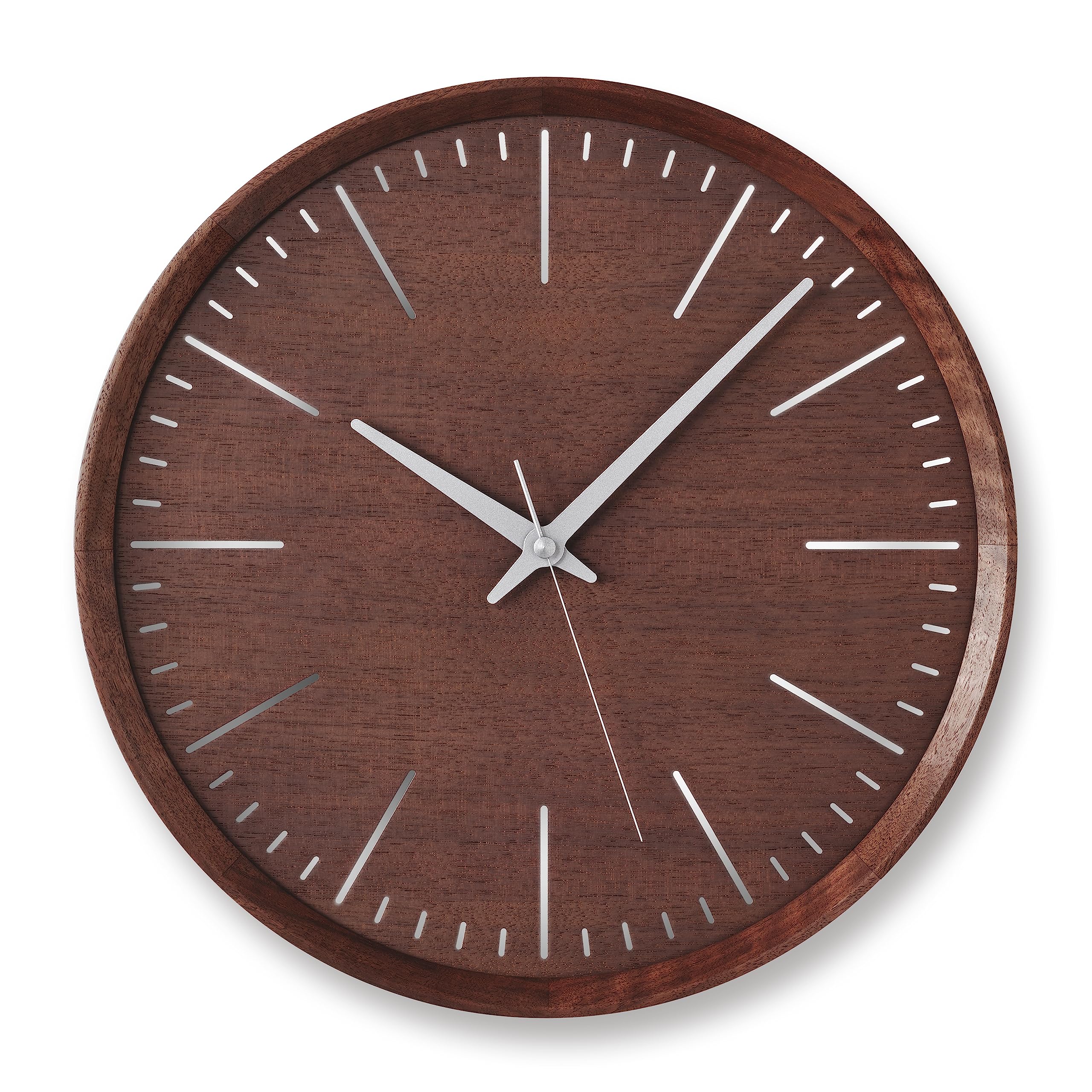 

Lemnos Fluct Analog Wall Clock, Natural Wood Grain Walnut, Fluct DFI 23-08 WN
