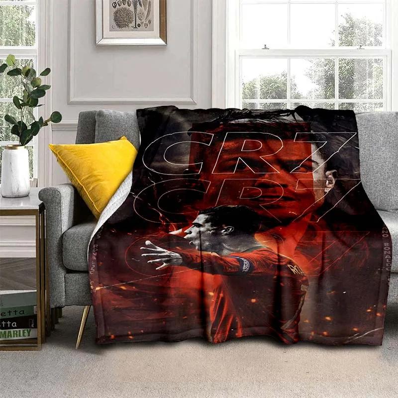 Pătură de flanel cu model Cristiano R-Ronaldo CR7, pătură multifuncțională pentru cadou de sărbători Pături calde și moi toate anotimpurile