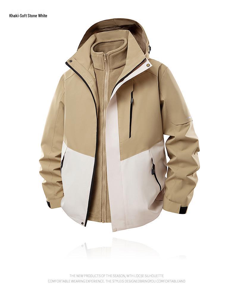 3-in-1 Men's Assault Jacket: New 2025 Autumn/Winter Outdoor Windproof, Waterproof Hooded Workwear