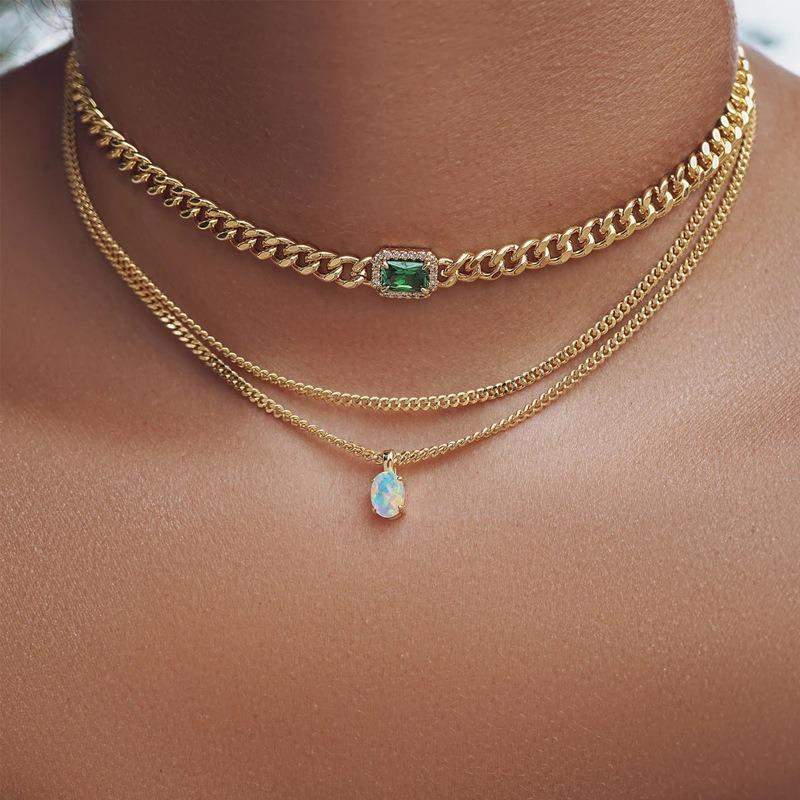 Crystal Gemstone Necklace Niche High-end Design Jewelry Women's Summer Necklace Snake Necklace
