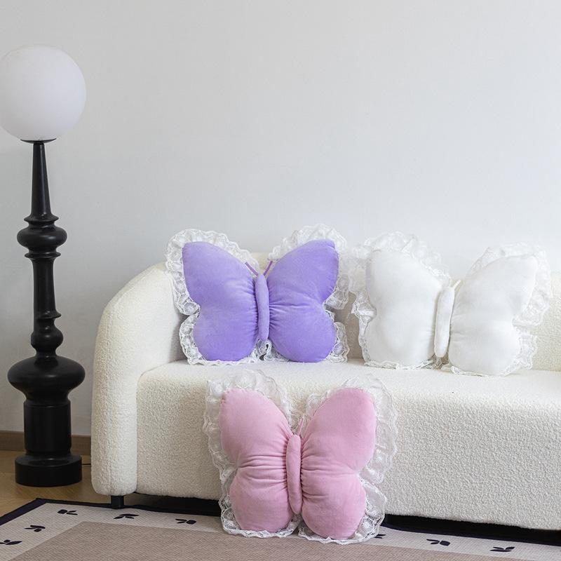 Cartoon Princess Wind Lace Bow Pillow Plush Toy Butterfly Doll Home Sofa Pillow Muppet Doll