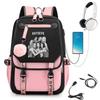 KATSEYE Retro Print Backpack Korean Style Campus Student Bookbag Large Capacity Fashion Daypack 60123-5