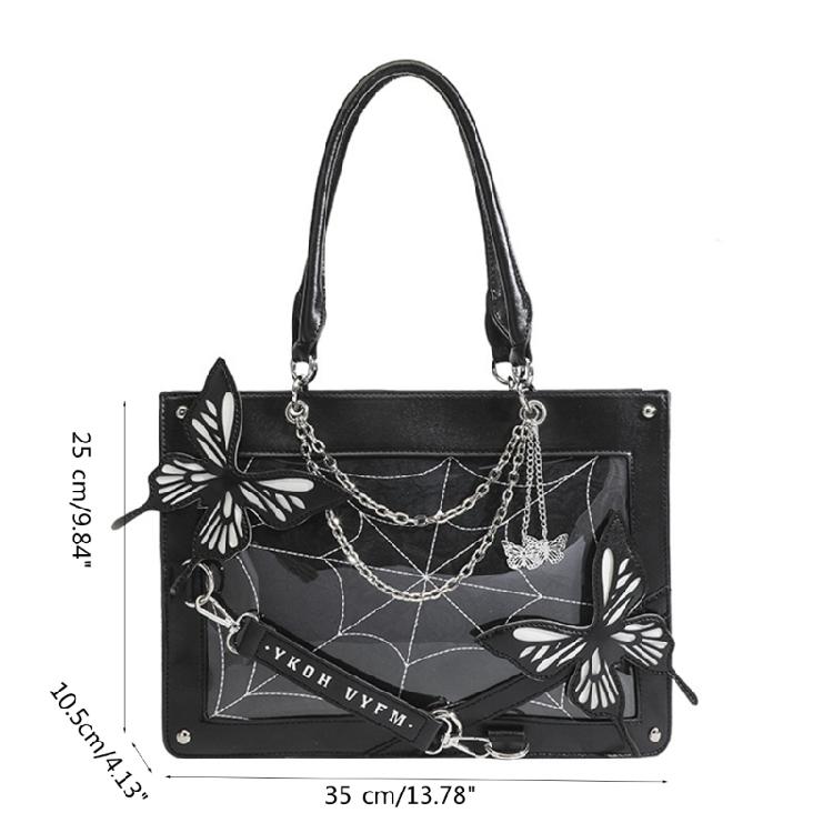 Punk Style Messenger Bags Halloween Gothic Butterfly Spiders Net Tote Bag