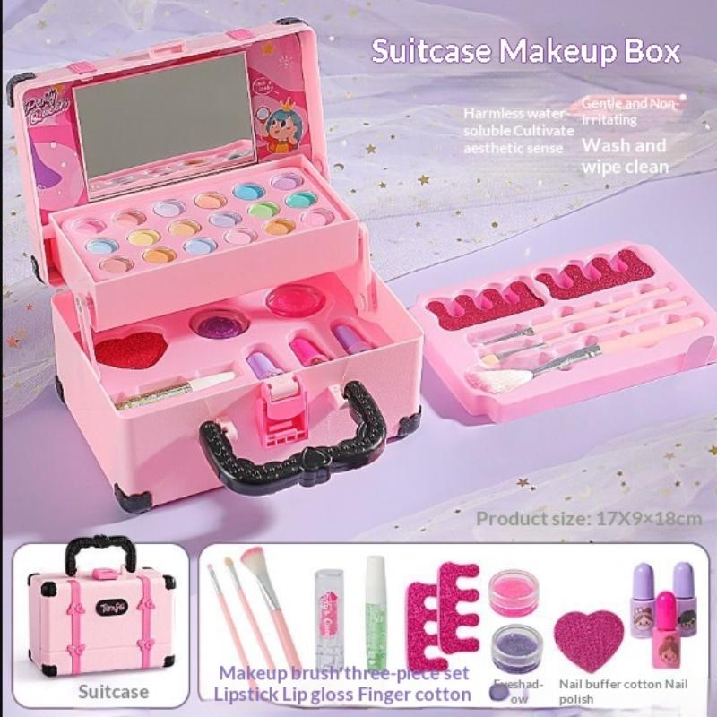 32Pcs Kids Makeup Toys Girls Real Makeup Kit Washable Non-Toxic Makeup Toy Set Retro Beauty Makeup