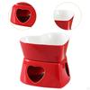 -Fire Kettle Bowl Warmer DIY Craft Ornament with 4 Forks Butter Mini Fondue Pot for Valentine's Day