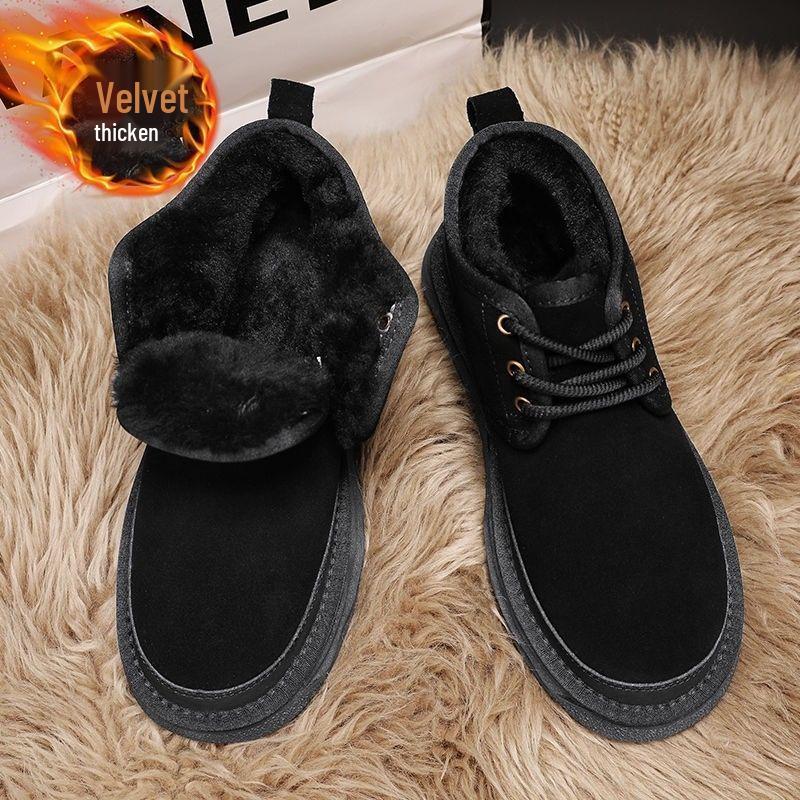 

Мужские зимние ботинки Northeast 2025 с флисовой подкладкой и мехом - Теплые, толстые, на шнуровке, нескользящие зимние ботильоны 37