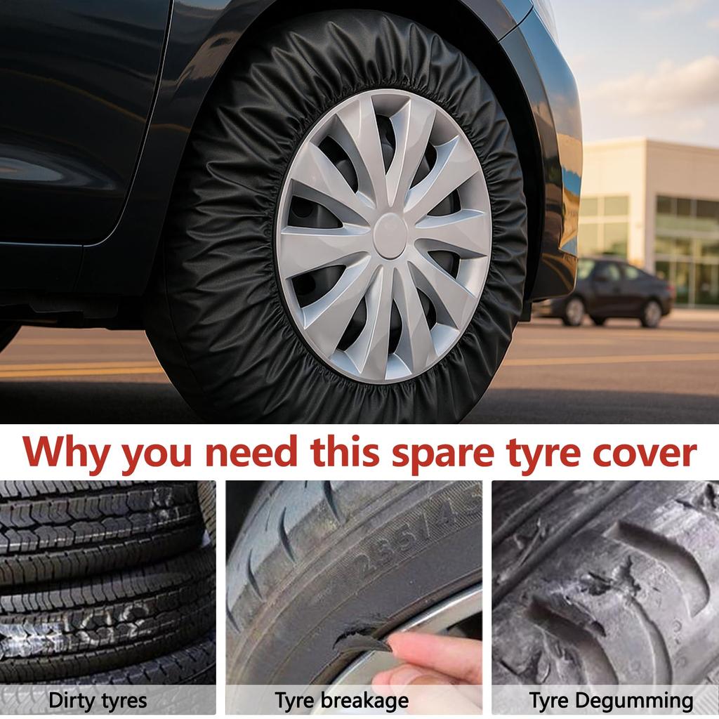 4-pieces Car Tire Covers Waterproof, Dustproof, and Dirt-Resistant Spare Tire Covers for 13-18 Inch / 19-21 Inch Tires