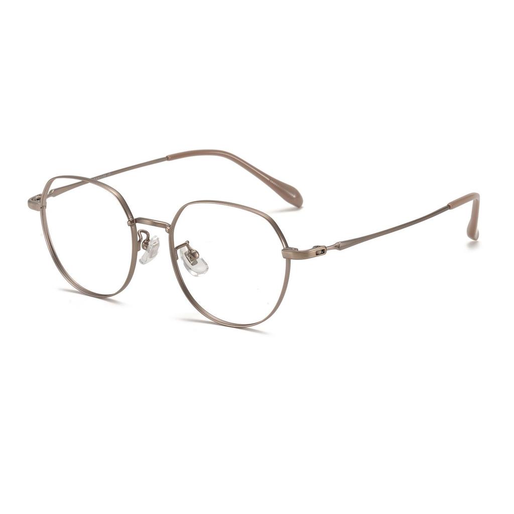 Ultraleichter Damen-Brillenrahmen aus reinem Titan - 49-eckig, Kleiner Rahmen, No-Makeup-Look, Influencer-Stil (98743)