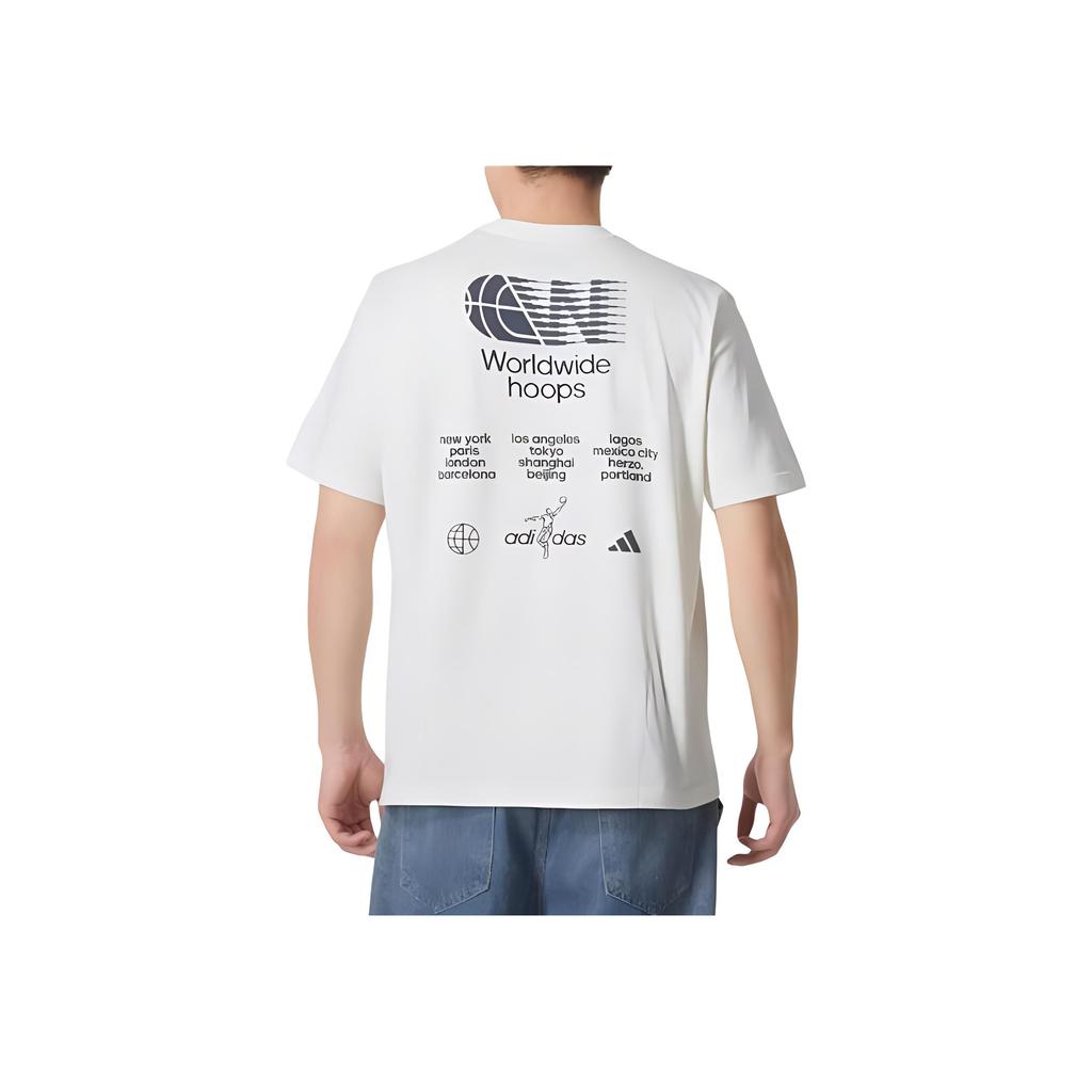 Adidas Worldwide Hoops City Graphic Tee Off White Men Streetwear IN6375