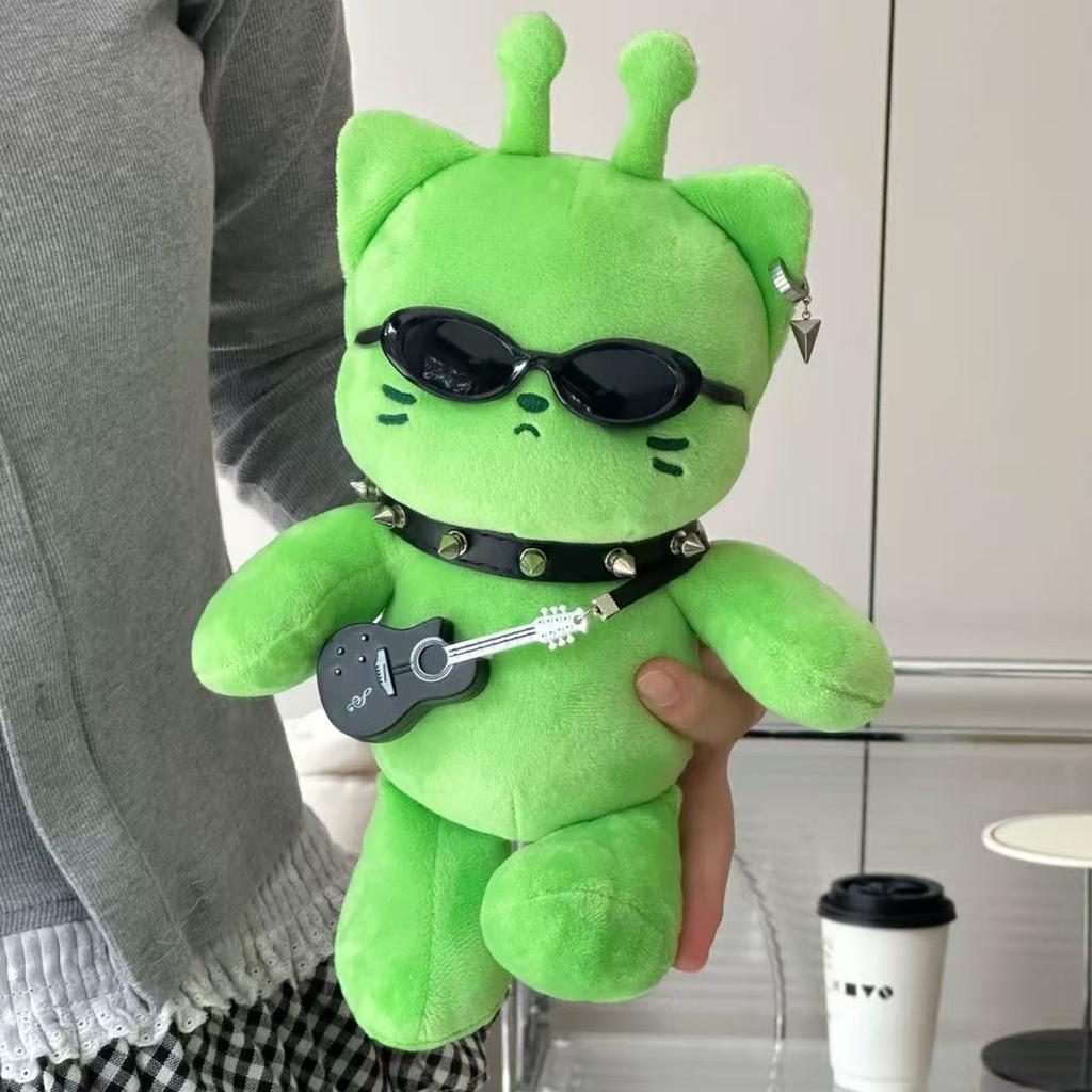 Cute Alien Cat Plush Toy Green Kitten Soft Stuffed Doll Kawaii Anime Plush Pillow Home Decor Ornament For Kids & Adults