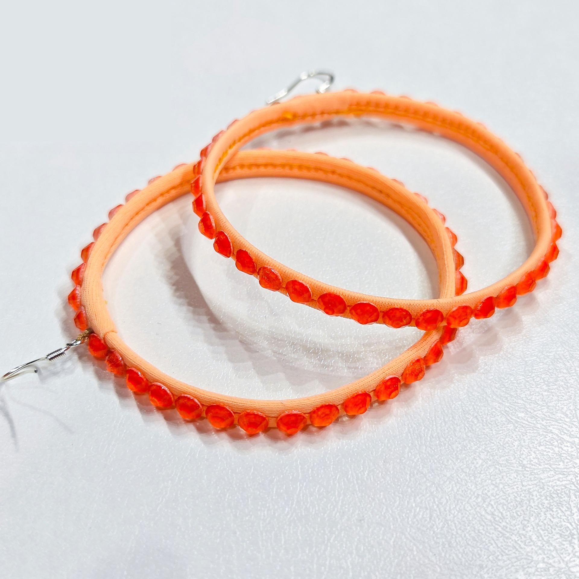 

Latin Dance Sticker Diamond Earrings National Standard Dance Professional College Competition Performance Earrings 6cm помаранчевий