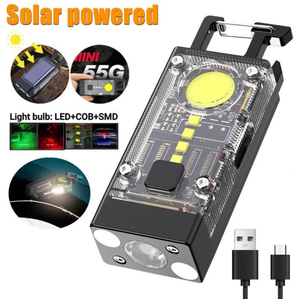 4000LM mini EDC solární LED + COB svítilna malá kapesní klíčenka svítilna USB dobíjecí silná magnetická kempingová lucerna světlomet