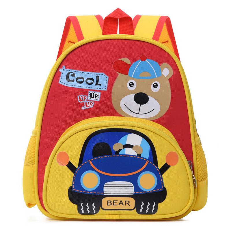 Cute Breathable Cartoon Double Shoulder Bag For Kids Comfortable Oxford Fabric