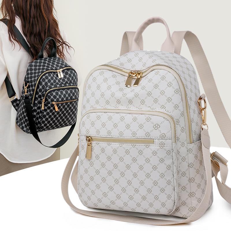 Schultasche Rucksack Mode Damen Neuer Rucksack Retro Bedruckte Buchstaben Große Kapazität Ausgehen Dreifachzweck Rucksack Damen
