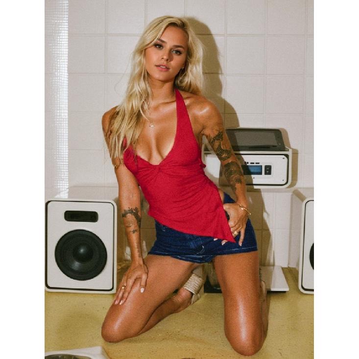 Neues Sommer Lässiges Temperament Slim Fit Sexy Weste T-Shirt Ärmellos Träger Vielseitiges Top Trägerlos Damen