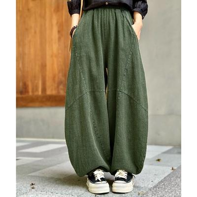 Artistic Casual Pants Women's Loose Long Trousers Zen Tai Chi Lantern Pants Autumn Commute