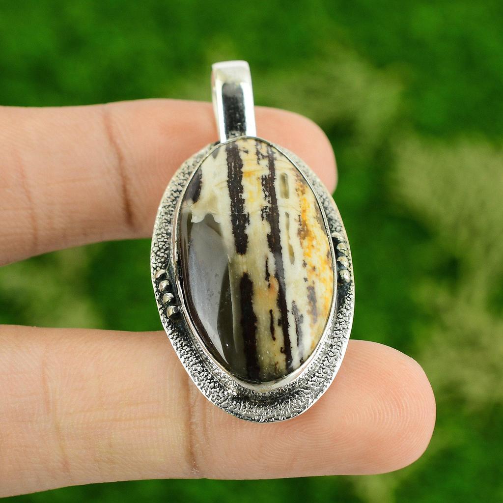 Daughters Day Deal 925 Sterling Silver Natural Coconut Jasper Bezel Wife Pendant