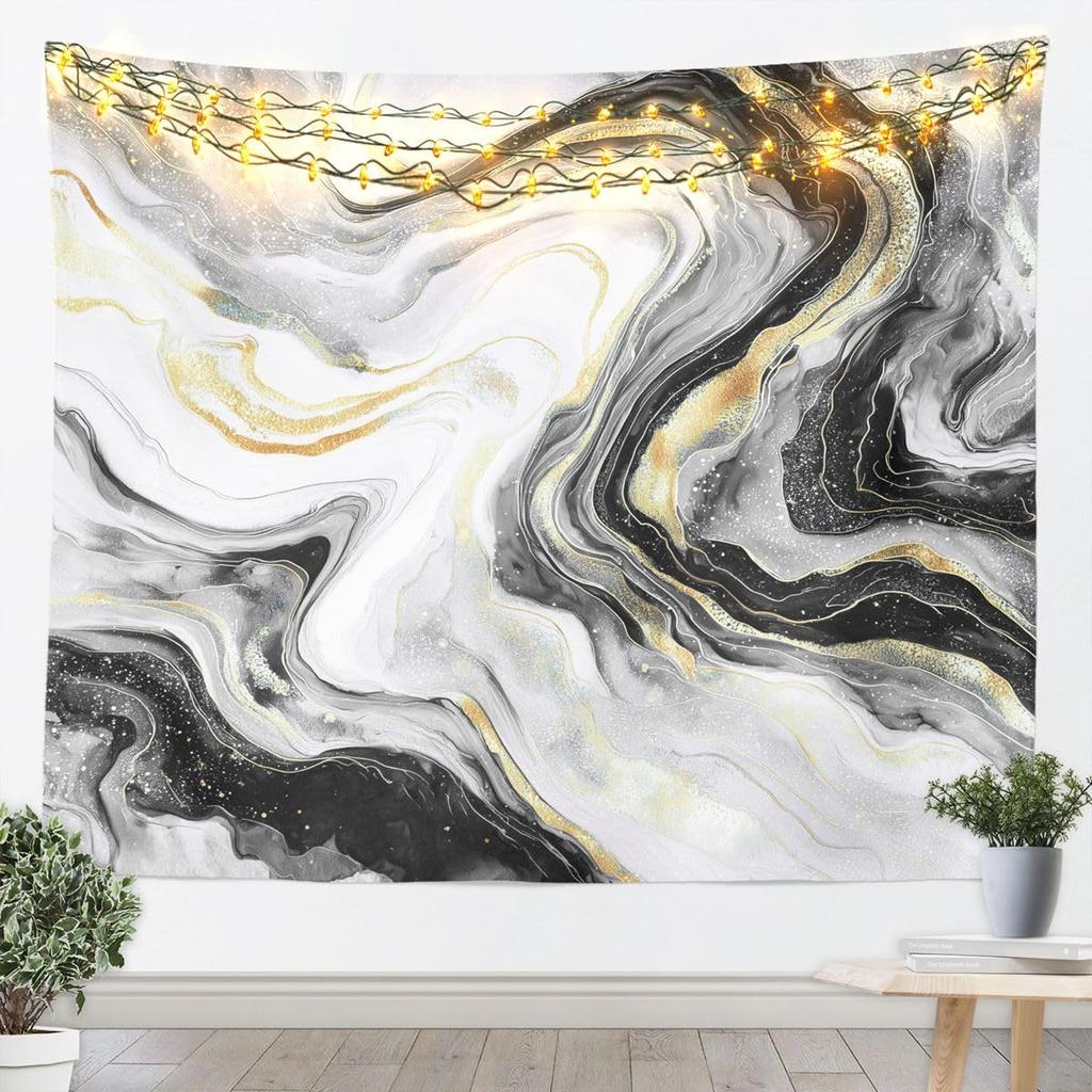 Modern Geometric Tapestry Brown Patchwork Texture Retro Wall Art for Living Room Bedroom Modern Art Wall Hanging Blanket Luxury