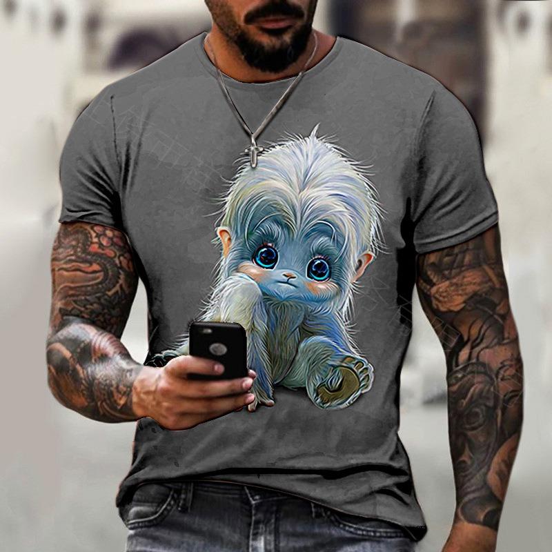 

Забавная мужская футболка с графикой животного, 3D-принтом, пуловер, летняя, повседневная, с коротким рукавом, модная уличная футболка, мужская одежда оверсайз XS