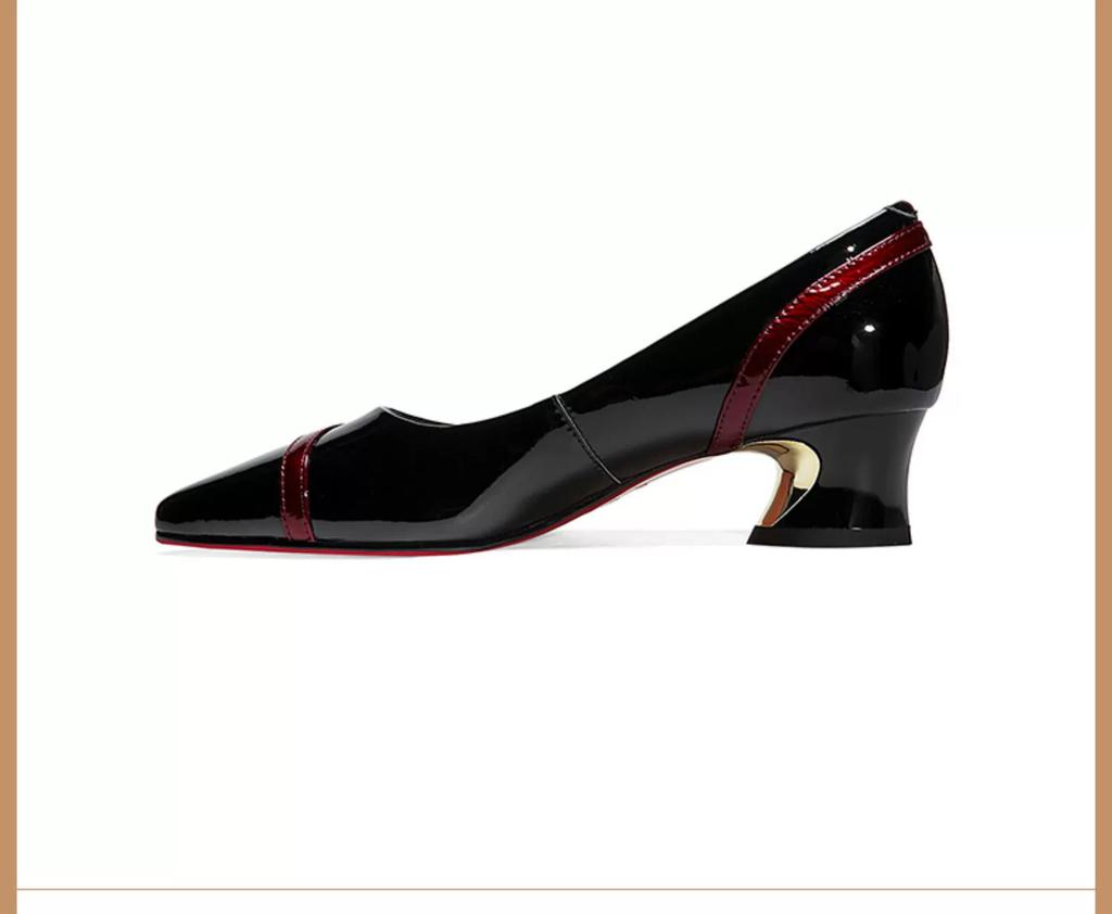 Female Shoes Fashion Sweet Golden Square Heel Pumps for Women Night Club Black High Quality Office Spring Slip on Casual Sweet